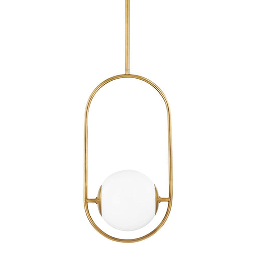 Corbett Lighting Everley 1 Light Pendant, Vintage Brass/Opal White - 273-42-VB