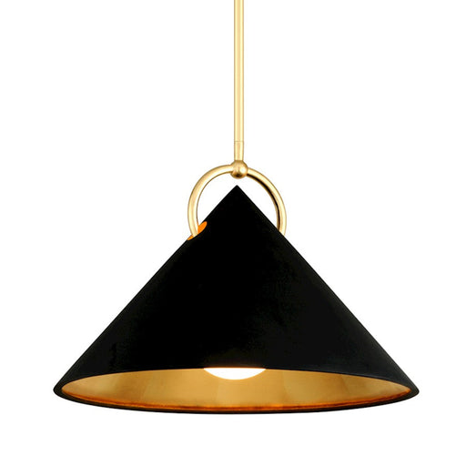 Corbett Lighting Charm 1 Lt Pendant, Black/Gold Leaf/Opal White - 289-41-GL-SBK