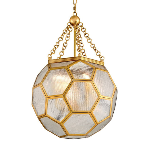 Corbett Lighting Hexsation 4 Light Chandelier, Vintage Brass - 301-74-VB