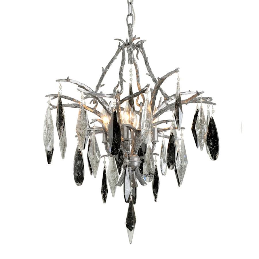 Corbett Lighting Nera 4 Light Chandelier, Blackened Silver Leaf/Smoke - 306-04