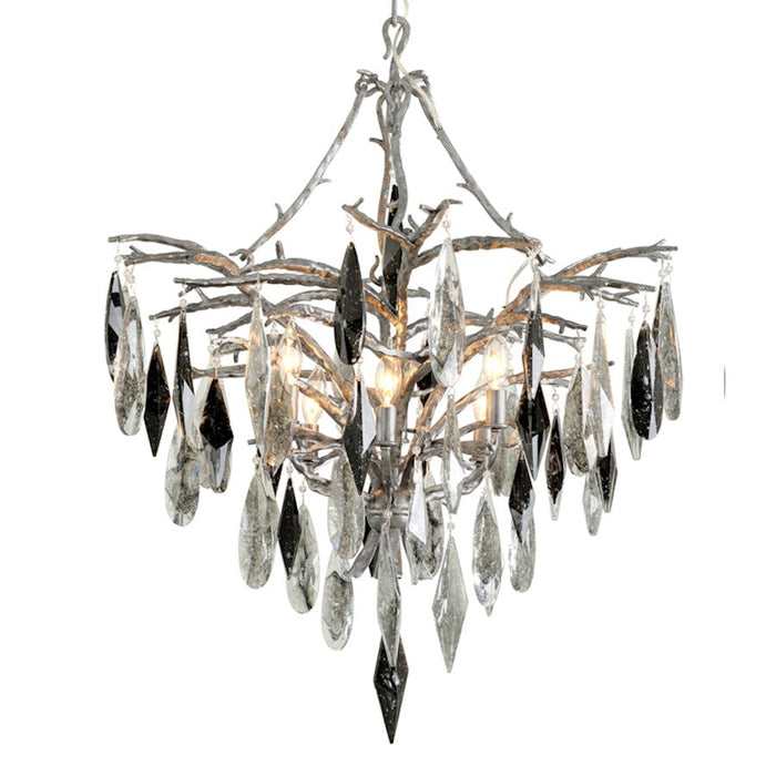 Corbett Lighting Nera 6 Light Chandelier, Blackened Silver Leaf/Smoke - 306-06