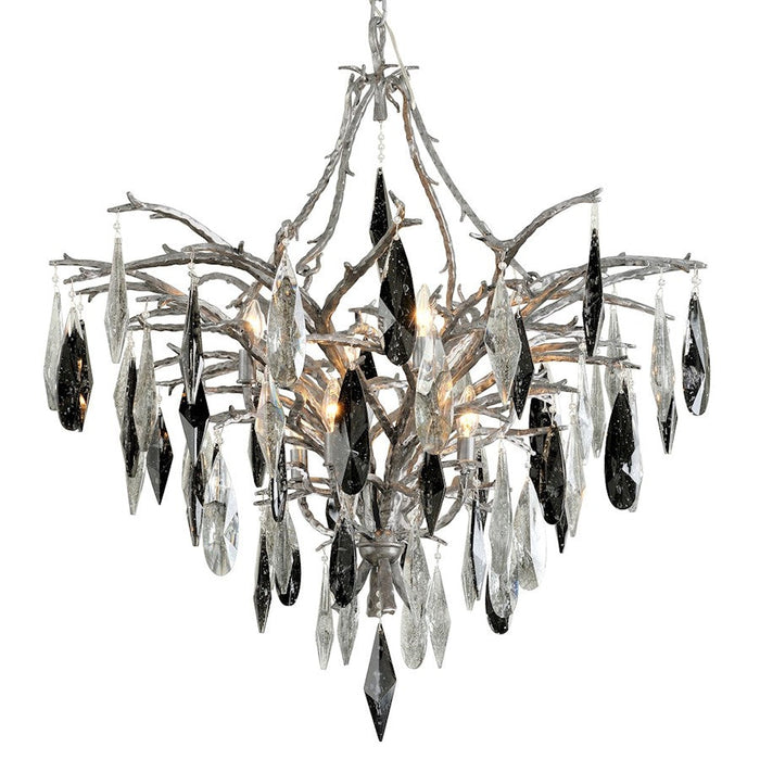 Corbett Lighting Nera 8 Light Chandelier, Blackened Silver Leaf/Smoke - 306-08