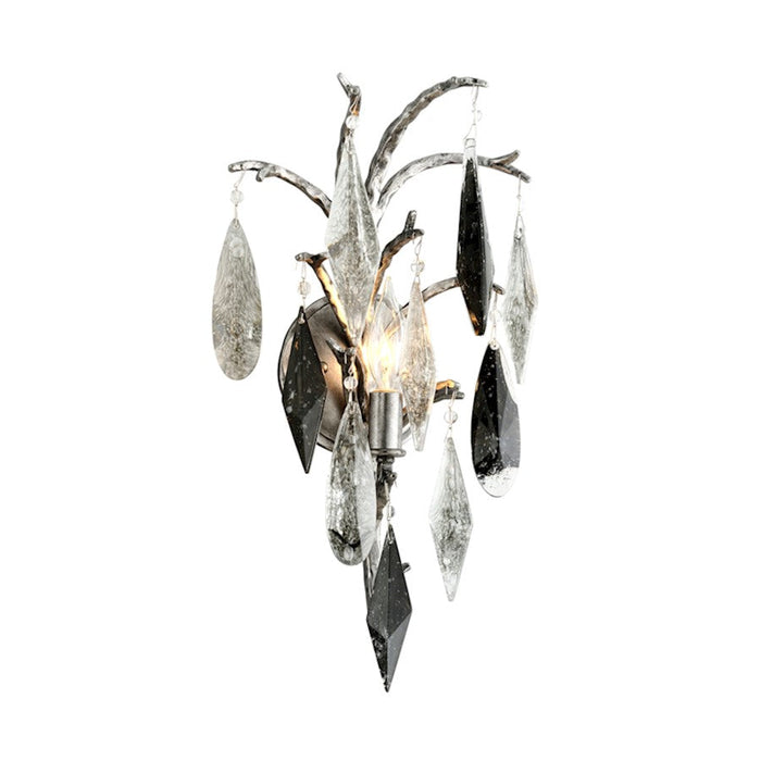 Corbett Lighting Nera 1 Light Wall Sconce, Blackened Silver Leaf/Smoke - 306-11