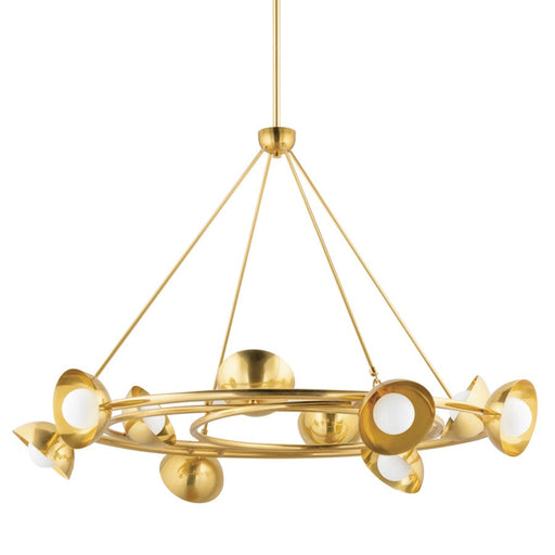 Corbett Lighting Oraibi 10 Light Chandelier, Vintage Brass/White - 403-10-VB