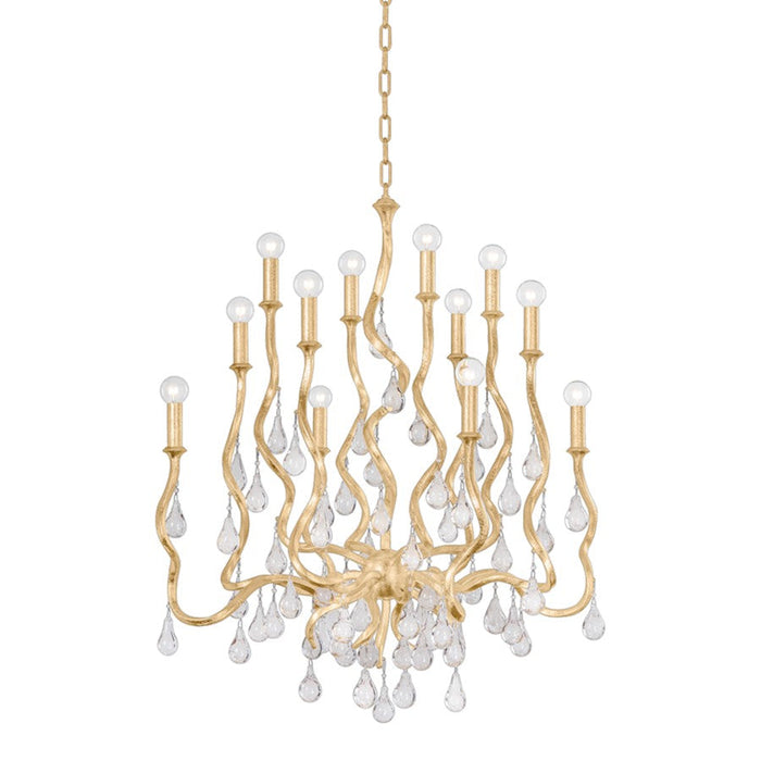 Corbett Lighting Aveline 12 Light Chandelier, Gold Leaf/Clear - 414-34-GL