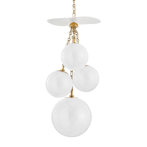 Corbett Lighting Antoinette 4 Light Pendant, Vintage Brass/Cloud - 419-36-VB-GSW
