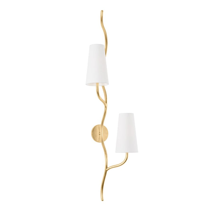 Corbett Lighting Cortona 2 Light Wall Sconce, Gold Leaf/White - 436-48-VGL