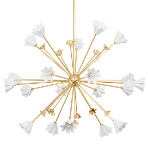 Corbett Lighting Julieta 20 Lt Chandelier, Vintage Gold Leaf/White - 451-44-VGL