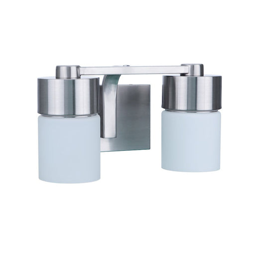 Craftmade District 2 Light Vanity, Brushed Nickel/White Opal - 12314BNK2