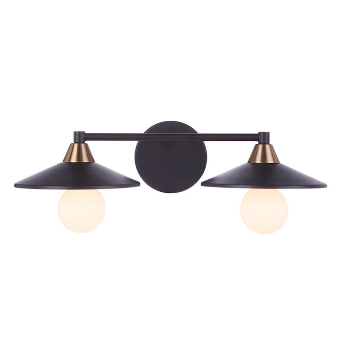 Craftmade Isaac 2 Light Vanity, Flat Black/Satin Brass - 12519FBSB2