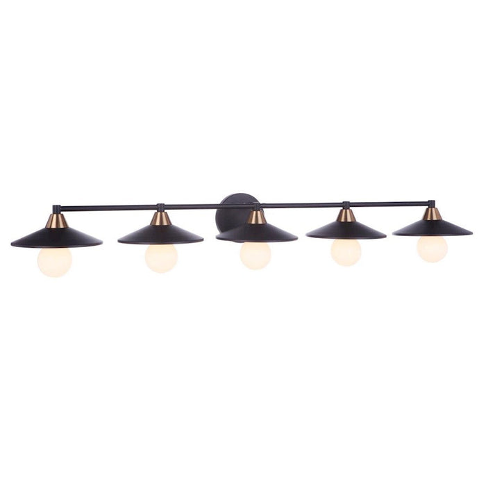 Craftmade Isaac 5 Light Vanity, Flat Black/Satin Brass - 12546FBSB5