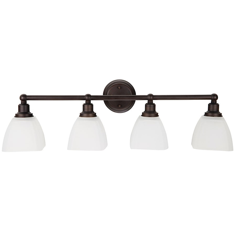 Craftmade Bradley 4 Light Vanity, Bronze with White Glass - 26604-BZ-WG