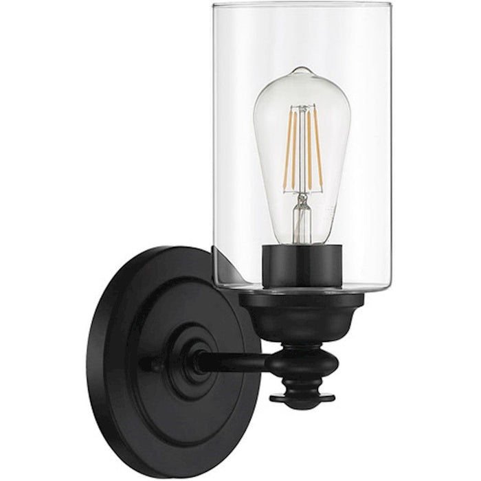 Craftmade Dardyn 1 Light Wall Sconce, Flat Black/Clear - 49801-FB-C