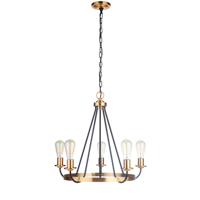 Craftmade Randolph 5 Light Chandelier, Flat Black/Satin Brass - 50325-FBSB