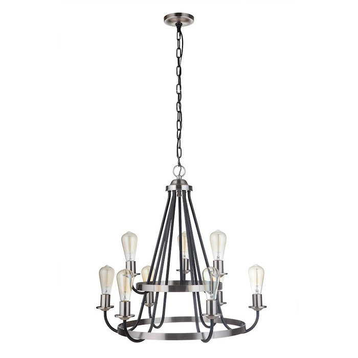 Craftmade Randolph 9 Light Chandelier, Black/BP Nickel - 50329-FBBNK