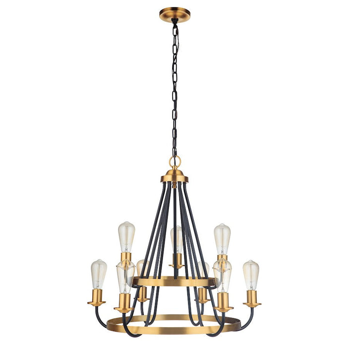 Craftmade Randolph 9 Light Chandelier, Flat Black/Satin Brass - 50329-FBSB