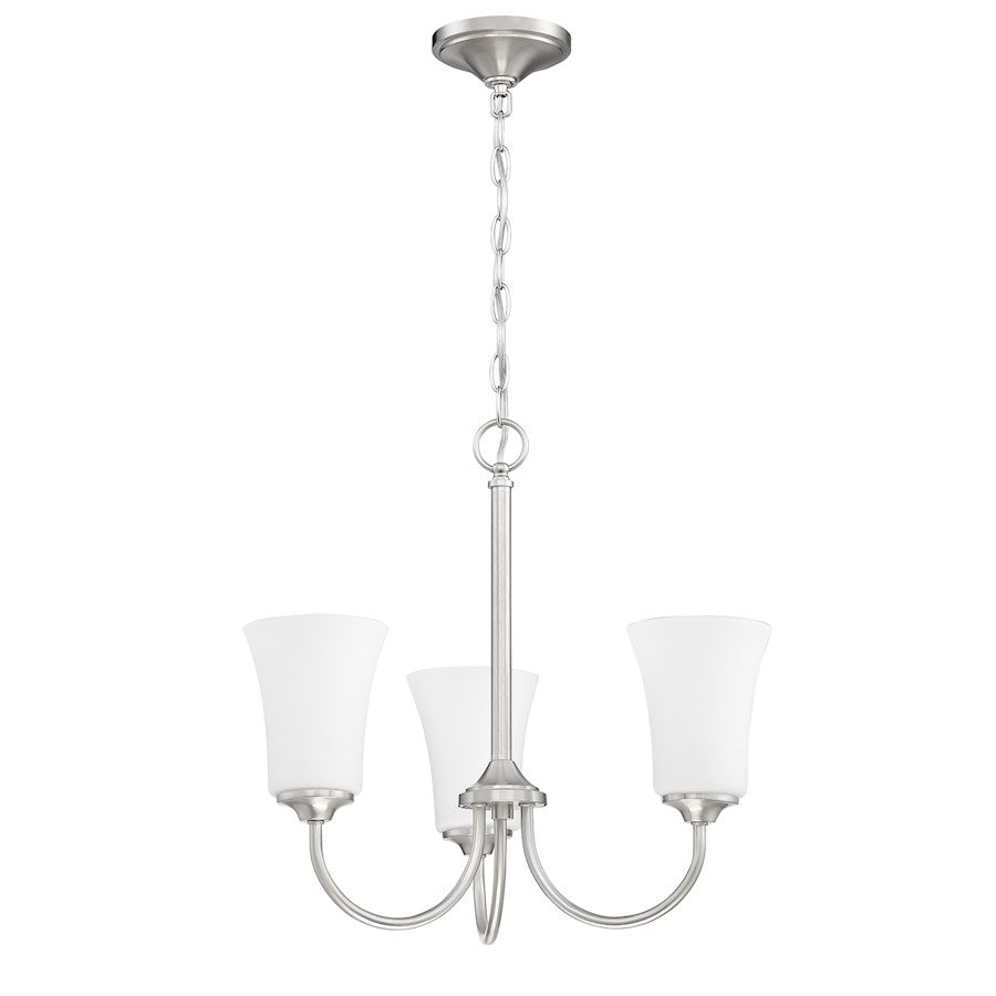 Craftmade Gwyneth 3 Light Chandelier, BP Nickel/Frosted - 50423-BNK-WG