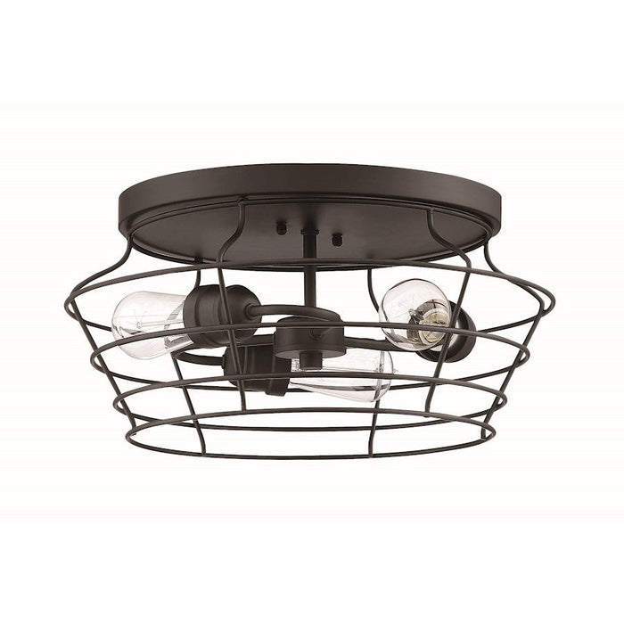 Craftmade Thatcher 3 Light Flushmount, Flat Black/Flat Black Cages - 50683-FB