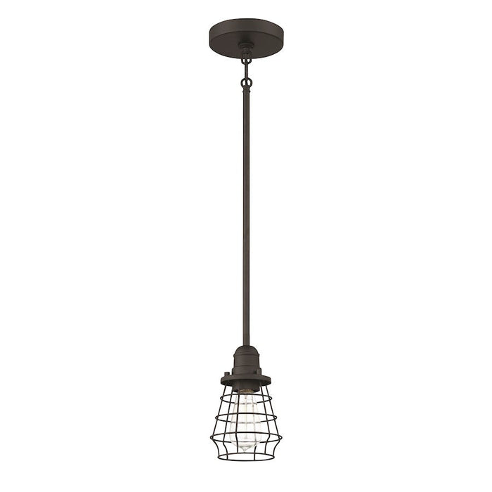 Craftmade Thatcher 1 Light Mini Pendant, Flat Black/Flat Black Cage - 50691-FB