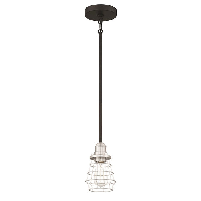 Craftmade Thatcher 1 Light Mini Pendant, Black/BP Nickel Cage - 50691-FBBNK