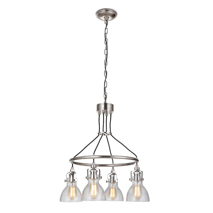 Craftmade State House 4 Light Chandelier, Nickel/Clear Glass - 51224-PLN