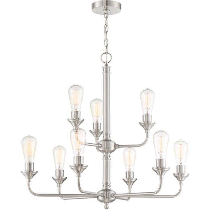 Craftmade Bridgestone 9 Light Chandelier, Brushed Polished Nickel - 53029-BNK