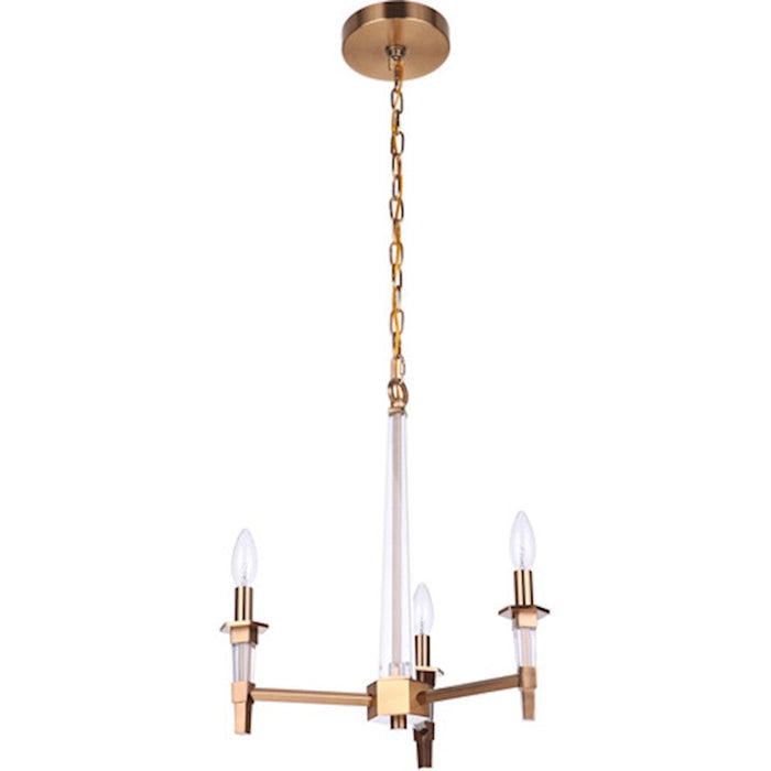 Craftmade Tarryn 3 Light Chandelier, Satin Brass - 53223-SB