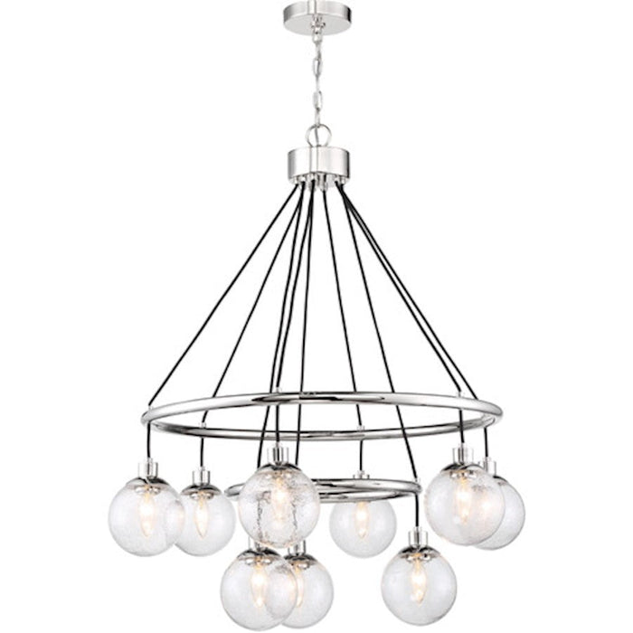 Craftmade Que 9 Light Chandelier, Chrome/Clear Seeded - 53329-CH