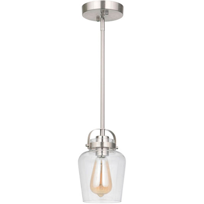 Craftmade Trystan 1 Light Mini Pendant, Brushed Nickel/Clear - 53591-BNK