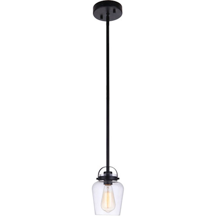 Craftmade Trystan 1 Light Mini Pendant, Flat Black/Clear - 53591-FB