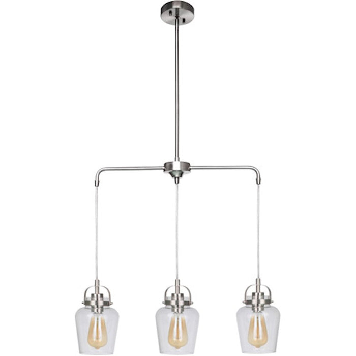 Craftmade Trystan 3 Light 6" Pendant, Brushed Polished Nickel/Clear - 53593-BNK