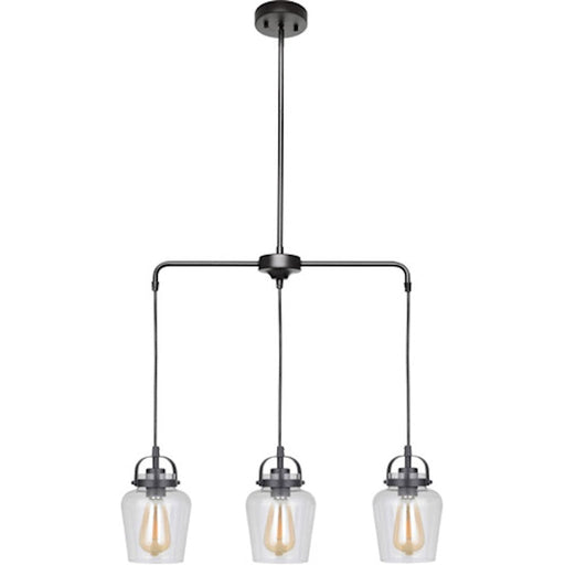 Craftmade Trystan 3 Light 6" Pendant, Flat Black/Clear - 53593-FB