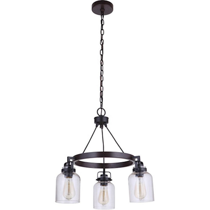 Craftmade Foxwood 3 Light Chandelier, Flat Black/Dark Teak - 53623-FBDT