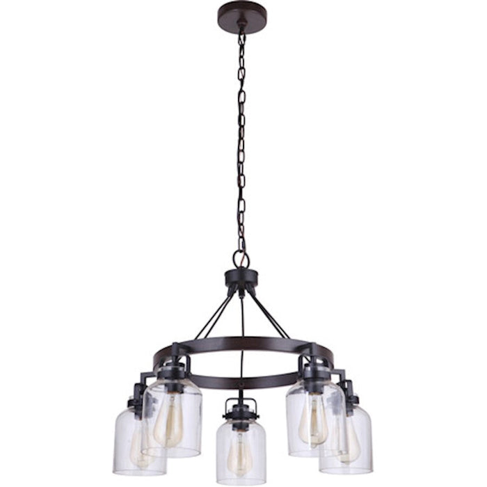 Craftmade Foxwood 5 Light Chandelier, Flat Black/Dark Teak - 53625-FBDT