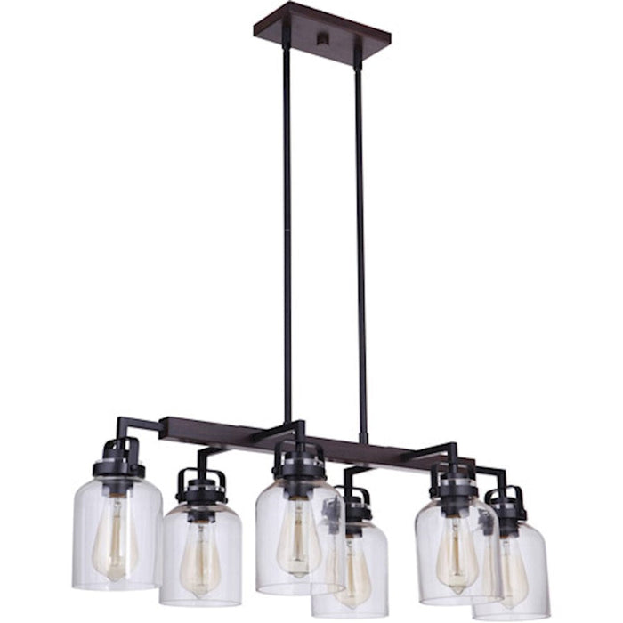 Craftmade Foxwood 6 Light Island Light, Flat Black/Dark Teak - 53676-FBDT