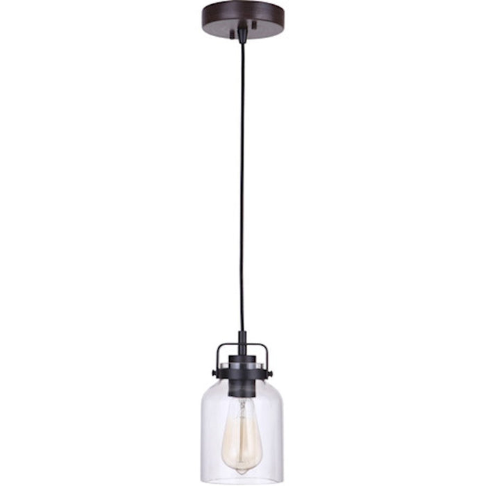 Craftmade Foxwood 1 Light Mini Pendant, Flat Black/Dark Teak - 53691-FBDT