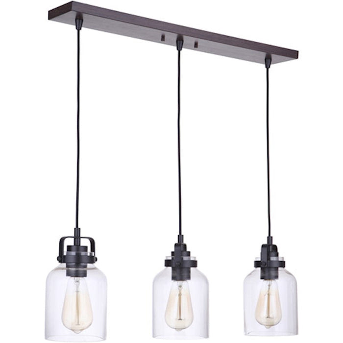 Craftmade Foxwood 3 Light Linear Pendant, Flat Black/Dark Teak - 53693-FBDT