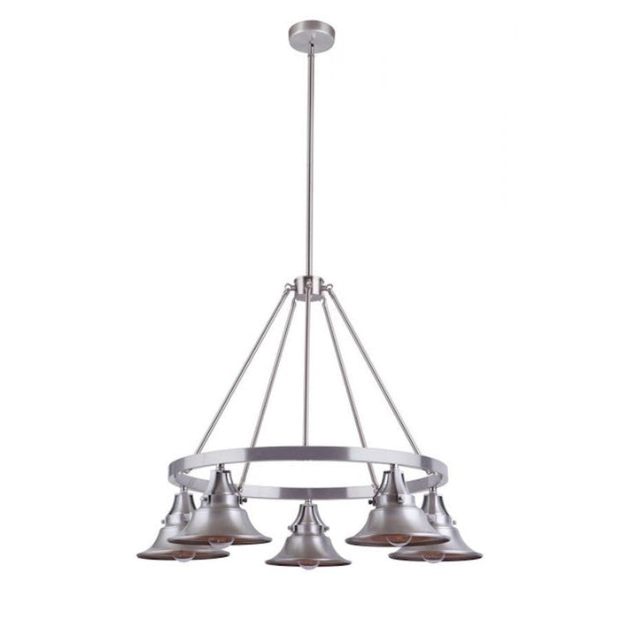 Craftmade Union 5 Light Outdoor Chandelier, Satin Aluminum - 54025-SA