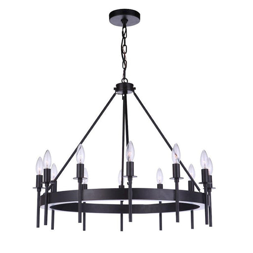 Craftmade Larrson 12 Light Chandelier, Flat Black - 54312-FB