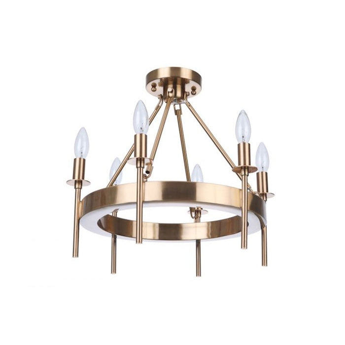 Craftmade Larrson 6 Light Semi-Flush, Satin Brass - 54356-SB