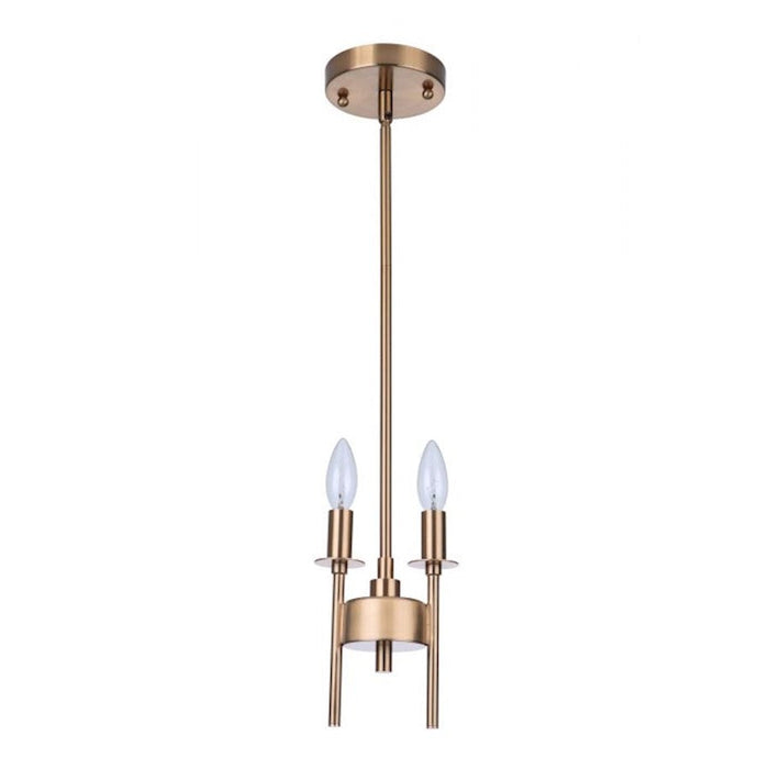 Craftmade Larrson 2 Light Mini Pendant, Satin Brass - 54392-SB