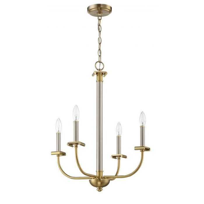 Craftmade Stanza 4 Light Chandelier, Polished Nickel/Brass - 54824-BNKSB