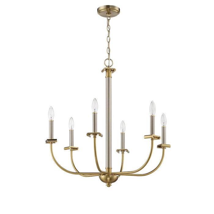 Craftmade Stanza 6 Light Chandelier, Polished Nickel/Brass - 54826-BNKSB