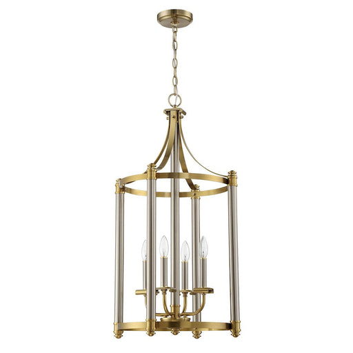 Craftmade Stanza 4 Light Foyer, Polished Nickel/Brass - 54834-BNKSB