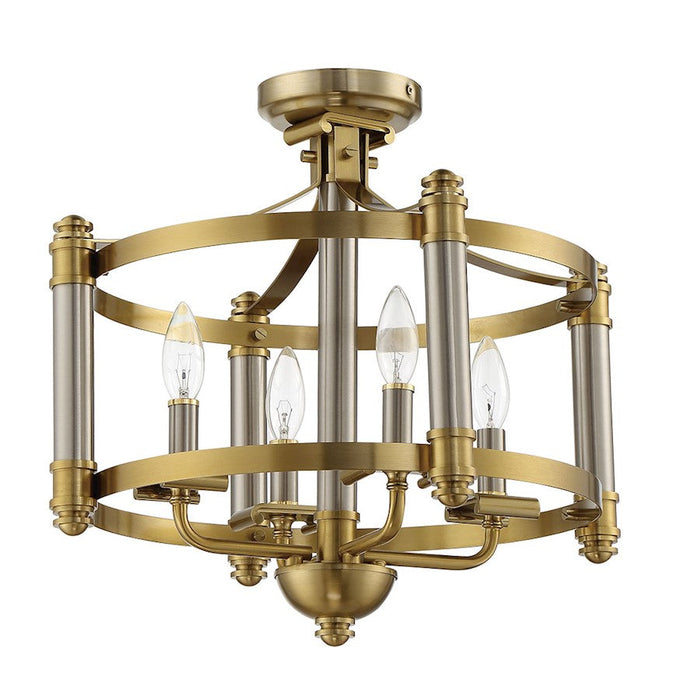 Craftmade Stanza 4 Light Semi Flush, Polished Nickel/Brass - 54854-BNKSB