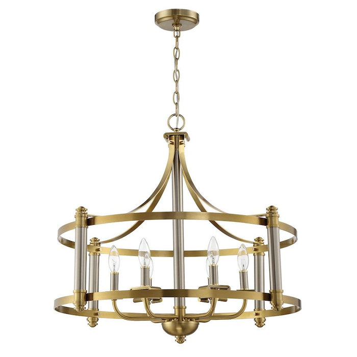 Craftmade Stanza 6 Light Pendant, Polished Nickel/Brass