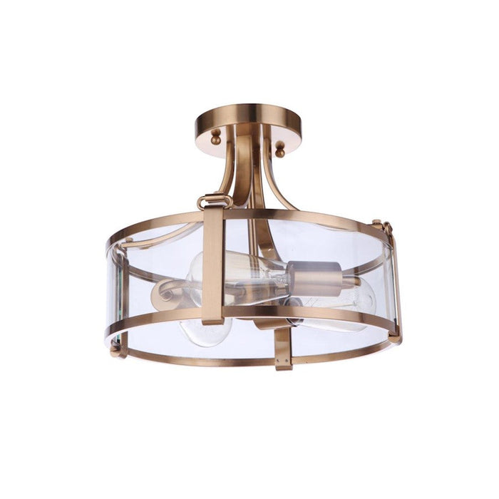 Craftmade Elliot 3 Light Semi Flush Mount, Satin Brass - 55353-SB