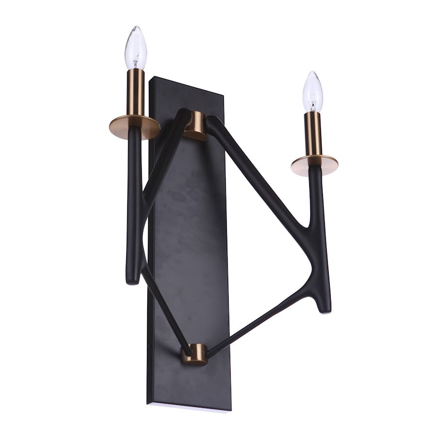 Craftmade Reserve 2 Light Wall Sconce, Black/Brass/Nickel - 55562-FBSB