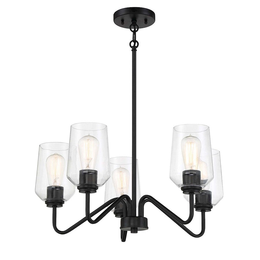 Craftmade Shayna 5 Light Chandelier, Flat Black - 56125-FB