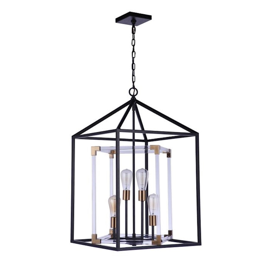 Craftmade Aaron 4 Light Pendant, Flat Black/Satin Brass - 58094-FBSB